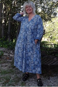 Robe longue lin Rosaline bleue