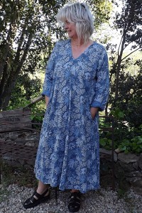 Robe longue lin Rosaline bleue