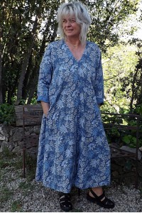 Robe longue lin Rosaline bleue