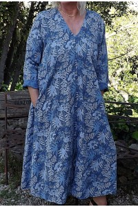 Robe longue lin Rosaline bleue