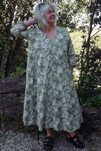 Robe longue lin Rosaline olive