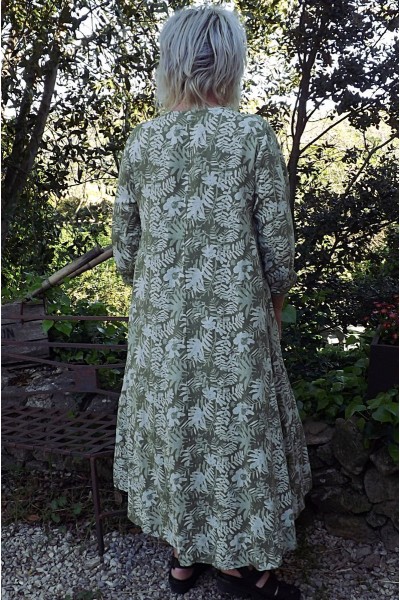 Robe longue lin Rosaline olive