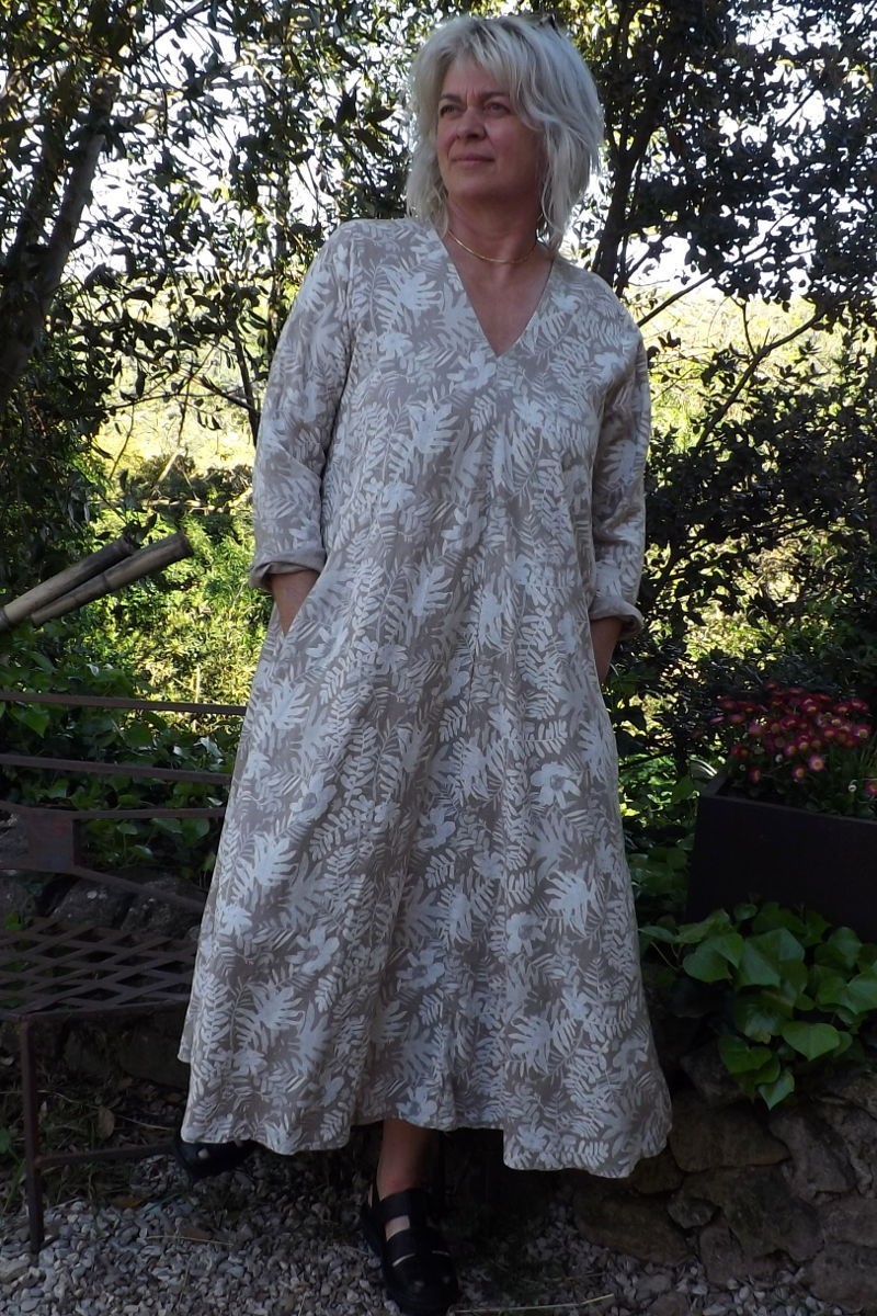 Robe longue lin Rosaline taupe