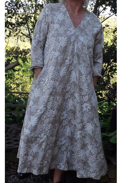 Robe longue lin Rosaline taupe