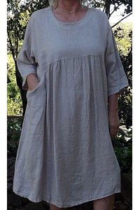 Robe longue lin grande taille Frédérique beige