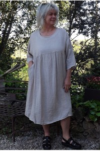 Robe longue lin grande taille Frédérique beige