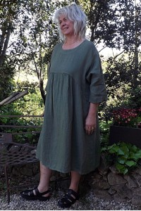 Robe longue lin grande taille Frédérique kaki