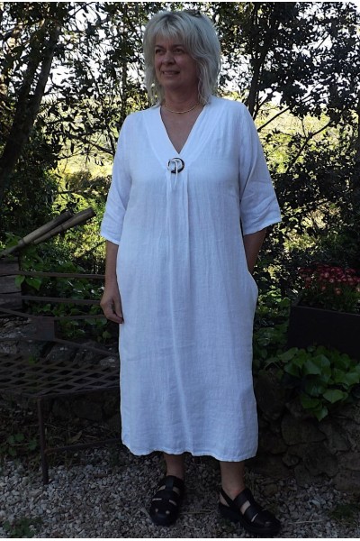 Robe longue lin Tania blanche
