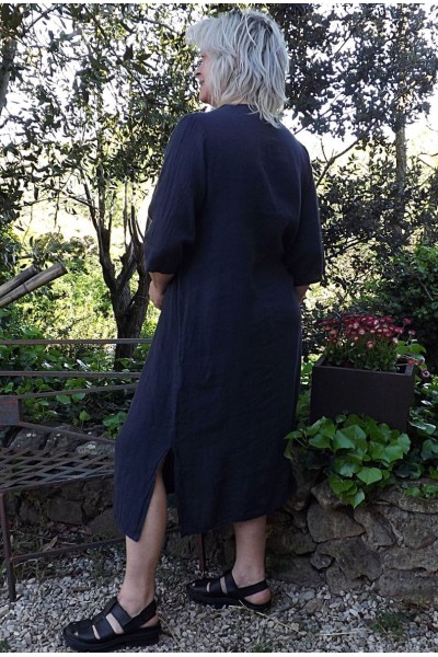 Robe longue lin Tania marine