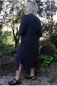 Robe longue lin Tania marine