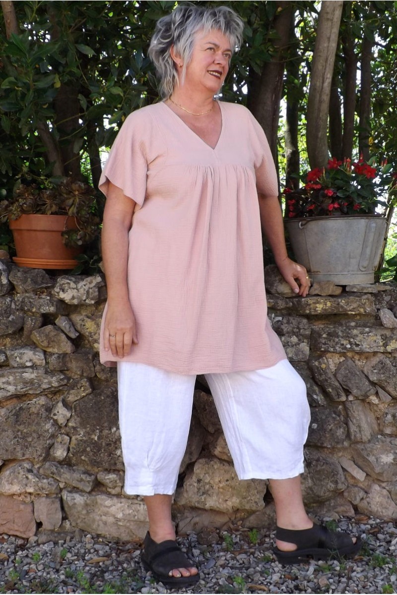 Tunique en gaze de coton Ava et pantalon lin Omer Tunique en gaze de coton Ava et pantalon lin Omer