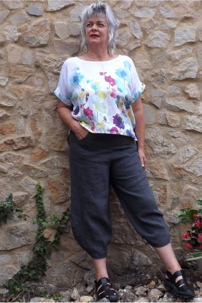 Pantalon En Lin Et Lyocell Rouge