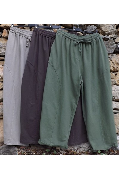 Pantalon en Coton Façon Sweat choco- Grande taille
