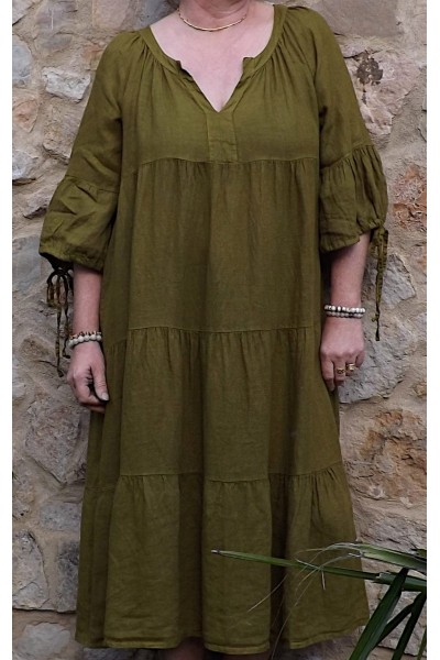 Robe longue en lin grande taille bambou - Élégance et confort