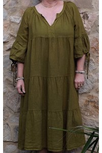 Robe longue en lin grande taille bambou - Élégance et confort