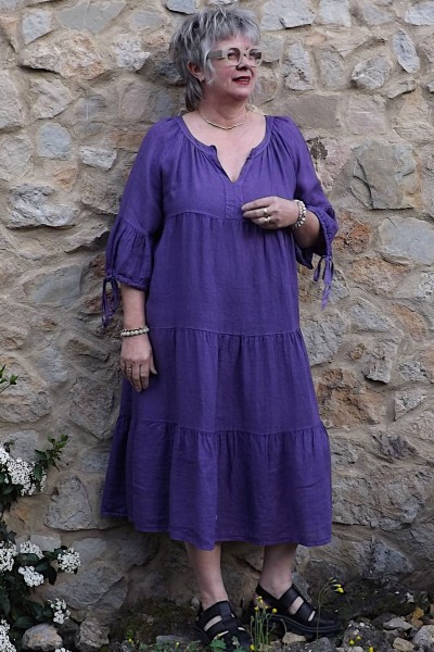 Robe longue en lin Laurette violine.