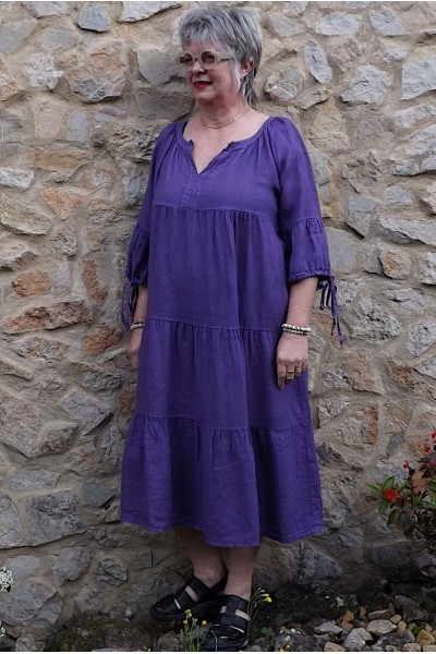 Robe longue en lin grande taille violine - Élégance et confort
