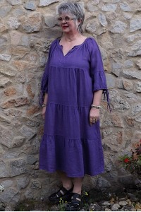 Robe longue en lin grande taille violine - Élégance et confort