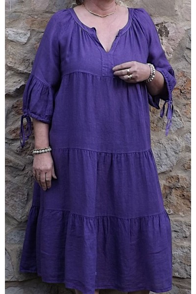 Robe longue en lin grande taille violine - Élégance et confort