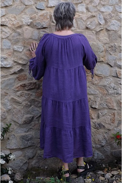 Robe longue en lin grande taille violine - Élégance et confort