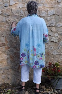 Chemise Lin bleu Grande Taille Femme – Très Légère et Confortable.