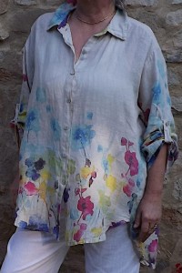 Chemise Lin beige Grande Taille Femme – Très Légère et Confortable.