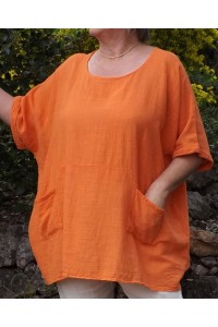 Tunique Oversize Femme en Coton Léger de couleur giroflée.