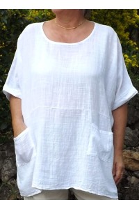 Tunique Oversize Femme en Coton Léger blanc.
