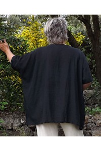 Tunique Oversize Femme en Coton Léger de couleur noire.