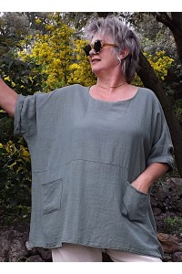Tunique Oversize Femme en Coton Léger kaki.