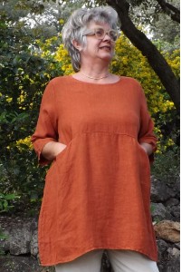 Tunique en lin terracotta grande taille