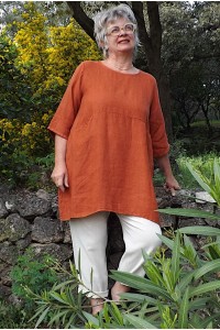 Tunique Emma terracotta et pantalon lin Antoine