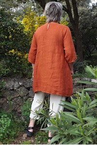 Tunique en lin terracotta grande taille