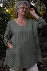Tunique lin Séverine kaki.