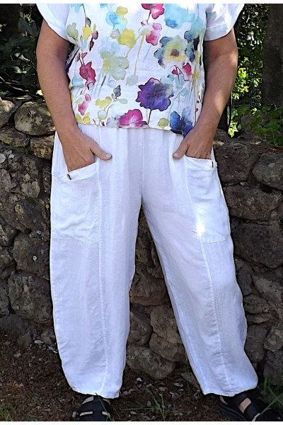 Pantalon en Lin Grande Taille avec Grandes Poches – Confort & Élégance