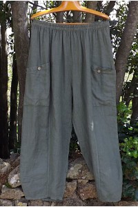Pantalon lin Ursule kaki.