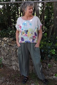 Pantalon en Lin Grande Taille kaki avec Grandes Poches – Confort