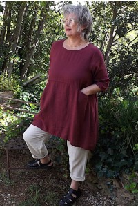 Tunique lin Emma bourgogne et pantalon Antoine
