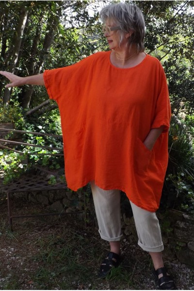 Tunique en lin oversize femme – Poches généreuses