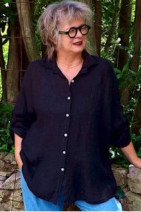 Chemise en lin Lois noire.