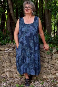 robe chasuble en lin Josette marine