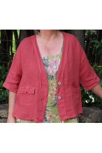 Veste courte en lin femme – Élégante & légère avec 2 poches