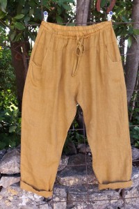 Pantalon lin grande taille – Ceinture élastique et poches