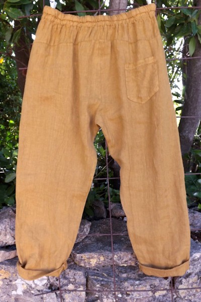 Pantalon lin grande taille – Ceinture élastique et poches