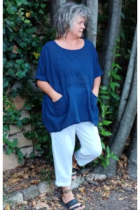 Tunique Oversize Femme en Coton Léger marine.