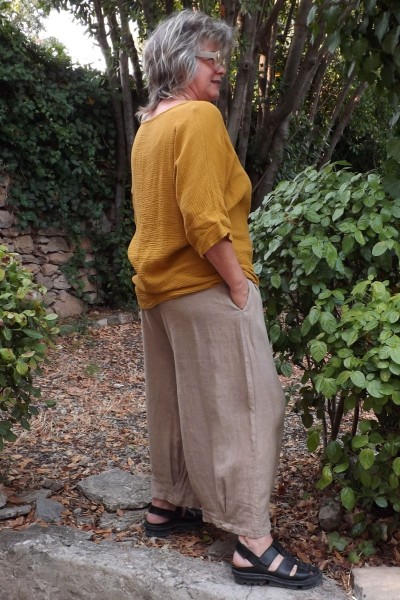 Top en gaze de coton jaune pour femme – léger, tendance et confortable
