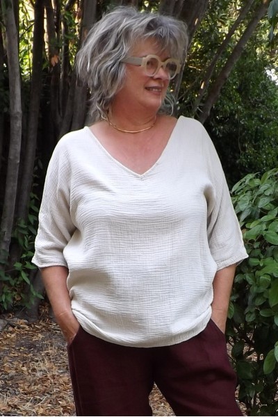 Top gaze coton beige