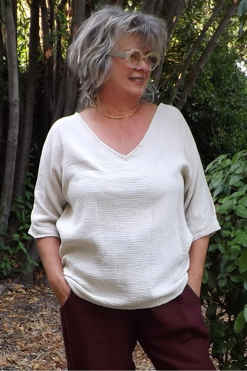 Top gaze coton beige