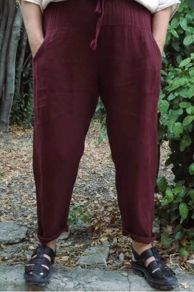 Pantalon lin Gabriel bourgogne
