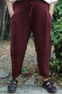 Pantalon lin Gabriel bourgogne